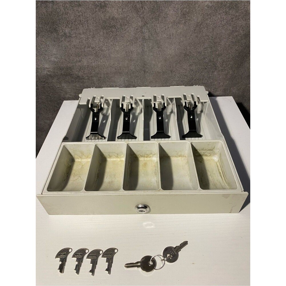 Sharp XE-A203 Cash Register Cash Drawer Till Insert Frame & Keys MA OP 201